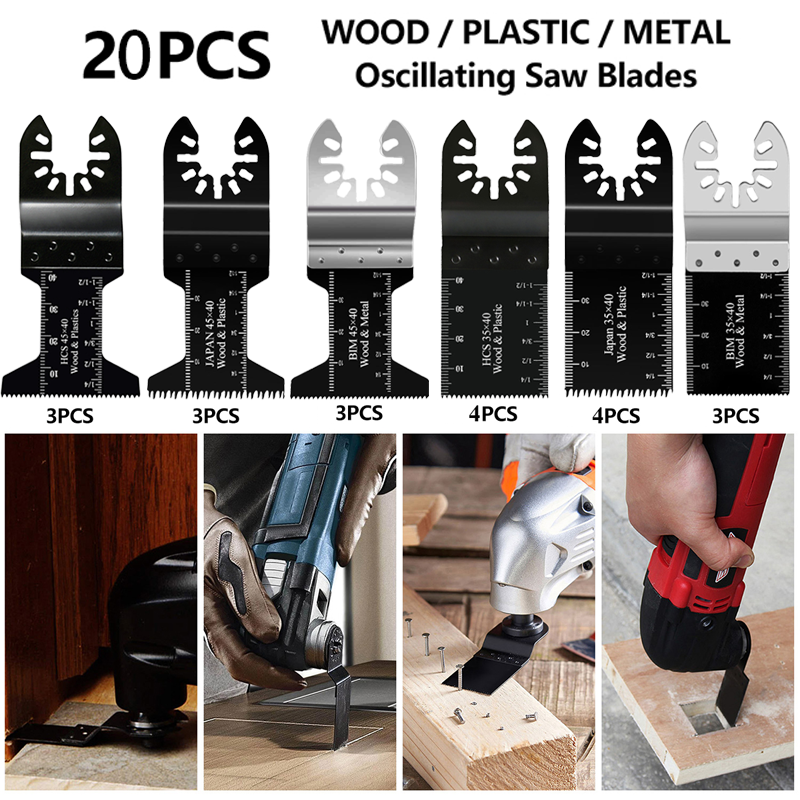  20pcs/Set oszillierende Werkzeuge Muti -Sägeblätter für Holz, Kunststoff, Metall
